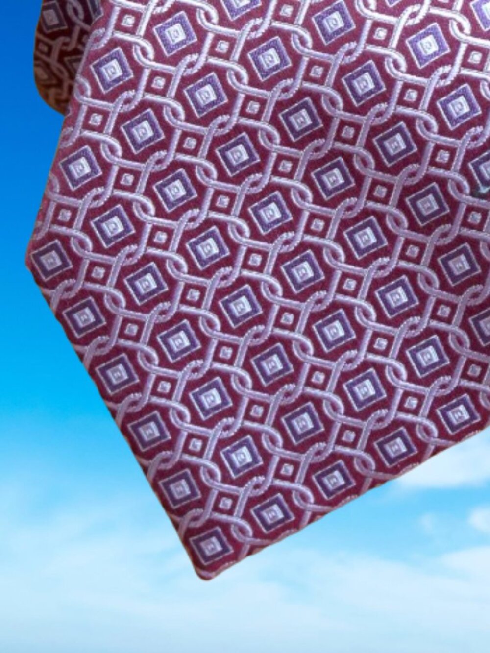 $550 New BRIONI Handmade Burgundy Pink Medallion Geometric Silk Tie Made Italy